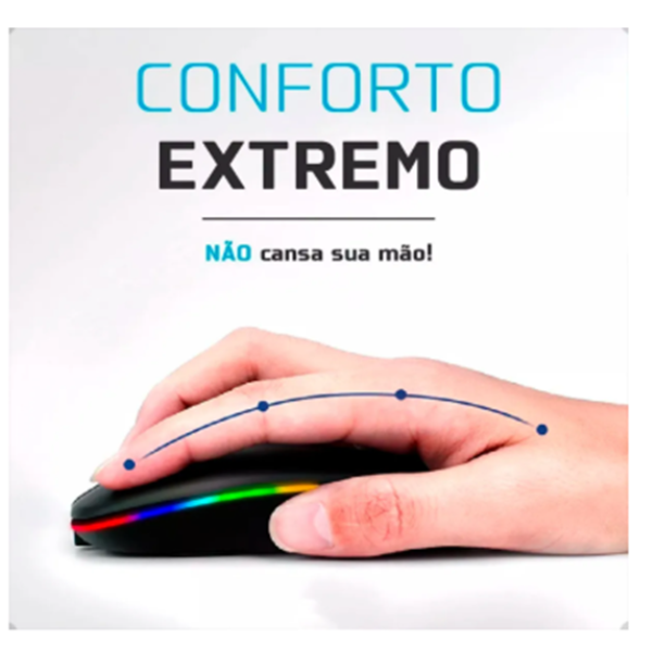 Mouse Sem Fio Recarregável Wireless Optico Led Rgb - Imagem 6