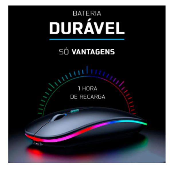 Mouse Sem Fio Recarregável Wireless Optico Led Rgb - Imagem 7