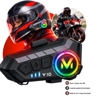 Fone de Ouvido Para Capacete Intercomunicador Bluetooth Moto