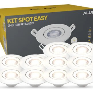 Kit 10 Spot Led Embutir 7w 3000k Branco Quente 110v/220v Bivolt Redondo Branco Cod: ALUT000604 Alut
