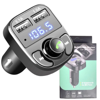 Carregador Carro Transmissor Fm Bluetooth Veicular X8 Mp3 Rádio
