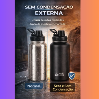 Garrafa Térmica Grande 1000ml Isolada A Vácuo Água Gelada Esporte E Café Preto